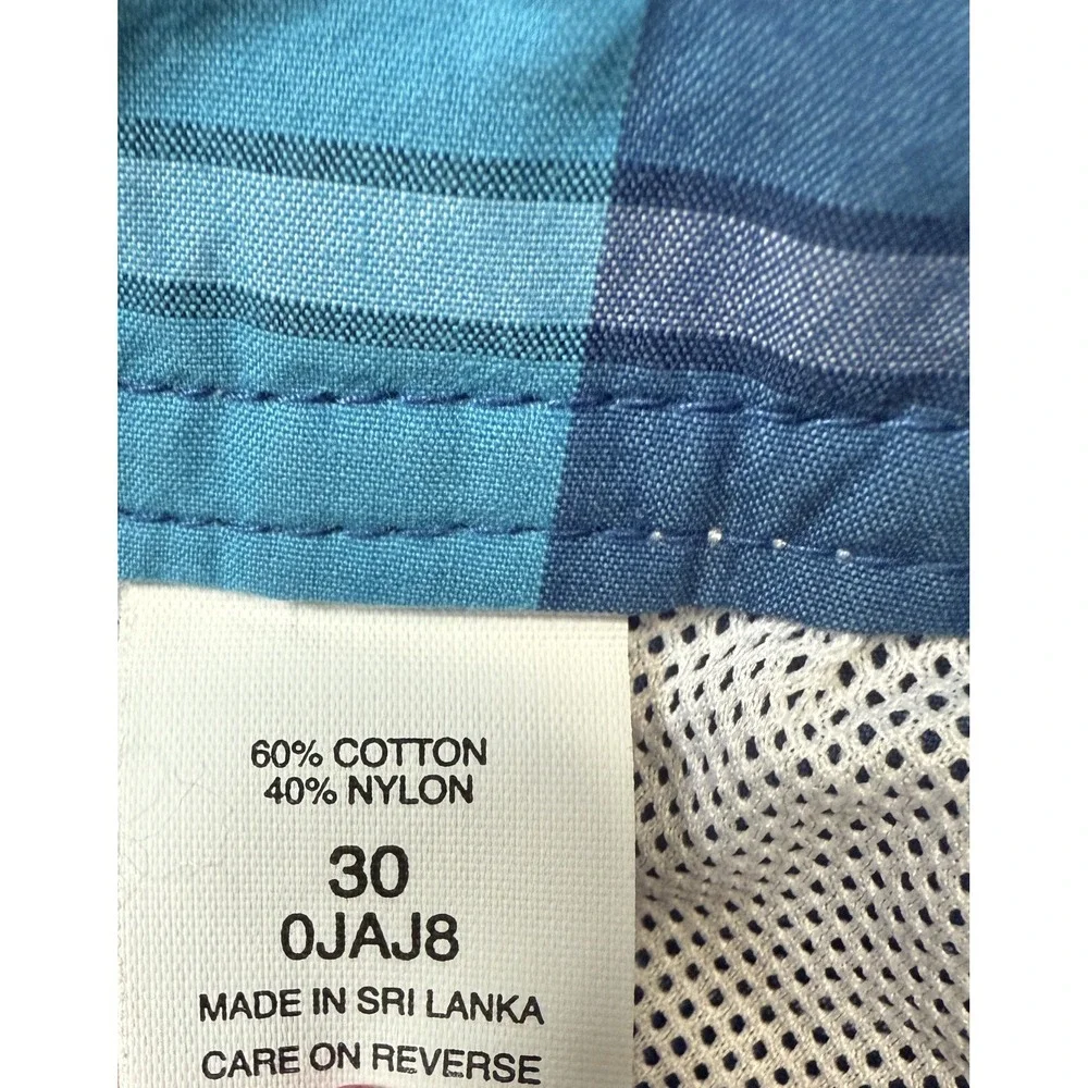 LL BEAN -‎ Men's Blue Plaid Hybrid Swim Trunk Boardshorts Shorts - Size 30x10